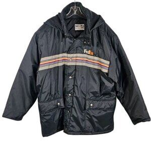Vintage FedEx‎ Reflective Heavy Hooded Coat Sz XXL Delivery Uniform Stan Herman